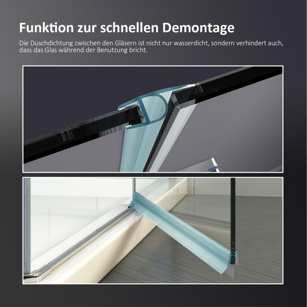 EMKE Duschkabine 75x75cm, Eckeinstieg Dusche Duschabtrennung mit 5 mm NANO-Glas, Höhe: 185cm