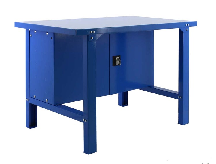 PROREGAL Werkbank Buffalo Metal mit Schrank HxBxT 83 x 180 x 73 cm Traglast 600 kg Blau