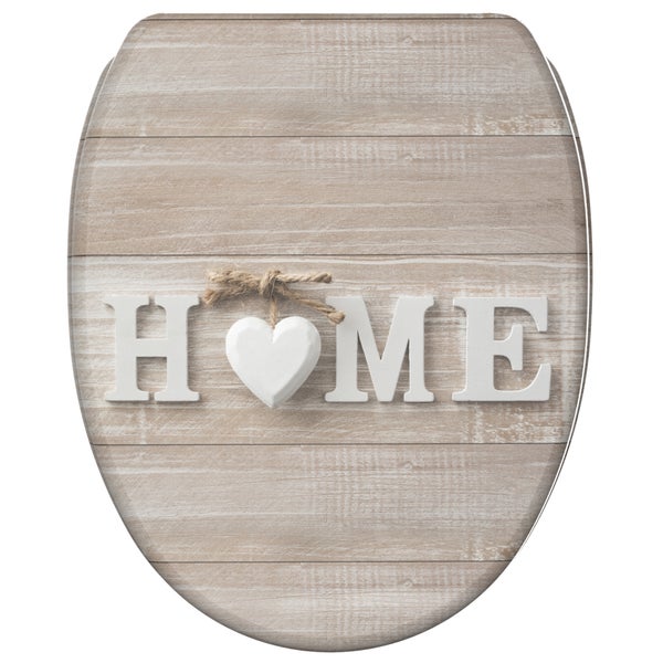 Toilettendeckel mit Holzoptik und Schriftzug HOME