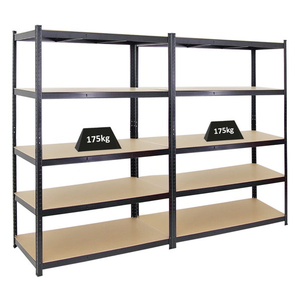 PROREGAL Mega Deal 2x Schwerlastregal Taurus HxBxT 180 x 120 x 60 cm Fachlast 175 kg Schwarz