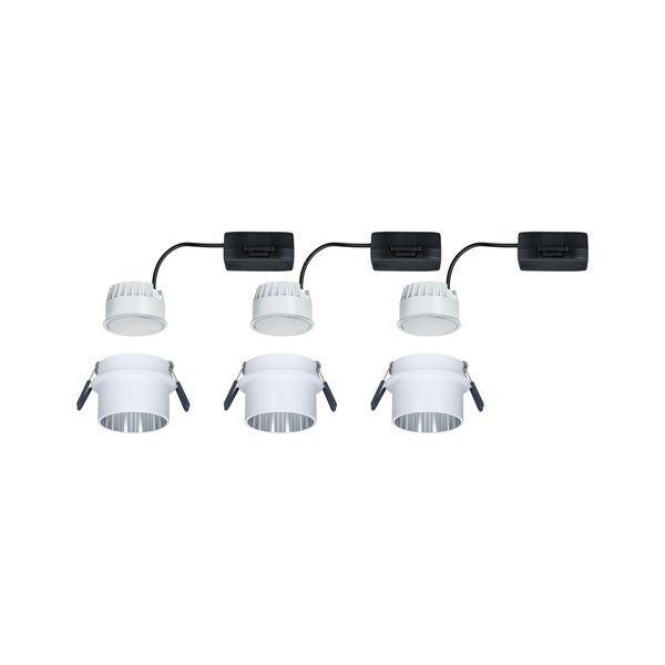 LED Einbauleuchte 3-Step-Dim Gil Coin Basisset IP44 rund 68mm Coin 3x6W 3x470lm 230V dimmbar 2700K Weiß matt, Eisen gebürstet