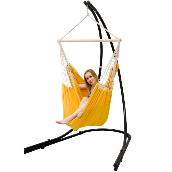 AMANKA 210cm Hängestuhlgestell inkl. XXL Hängestuhl 185x130cm Hängesessel Gelb