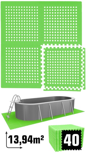 eyepower 13,9 m² Poolunterlage - 40 EVA Matten 62x62 - Outdoor Pool Unterlage - Unterlegmatten Set