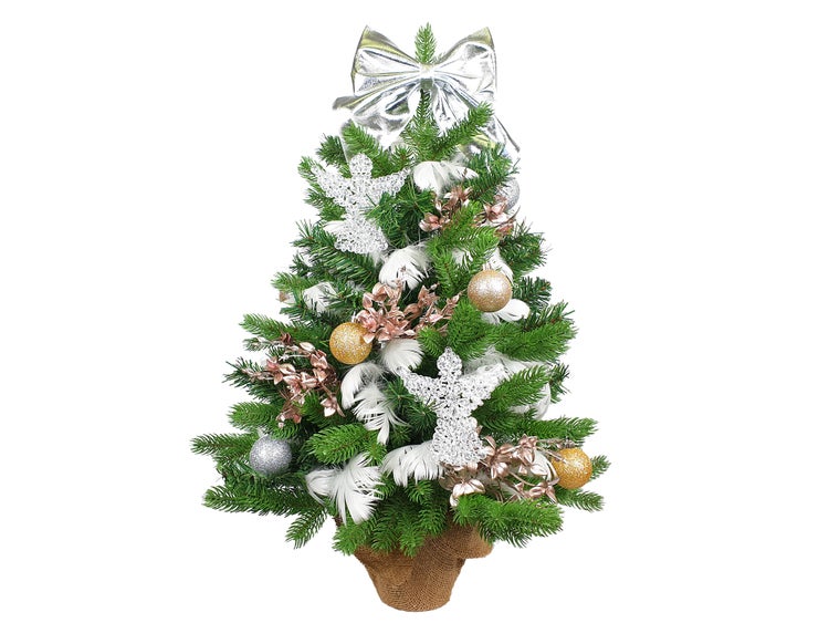 Künstlicher Weihnachtsbaum Bernard in Blumentopf 75cm, Tannenbaum Christbaum Kunstbaum Dekobaum mit Metallständer