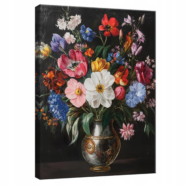 Gemälde mit Blumenstillleben in einer Vase auf Leinwand