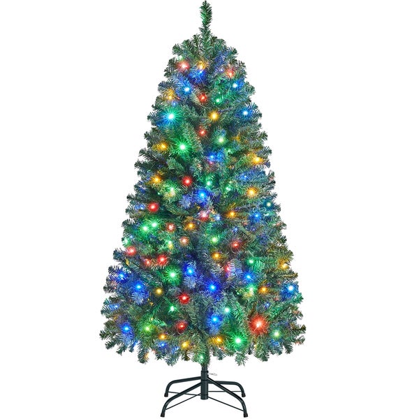 Künstlicher Weihnachtsbaum mit mehrfarbiger Beleuchtung auf Ständer