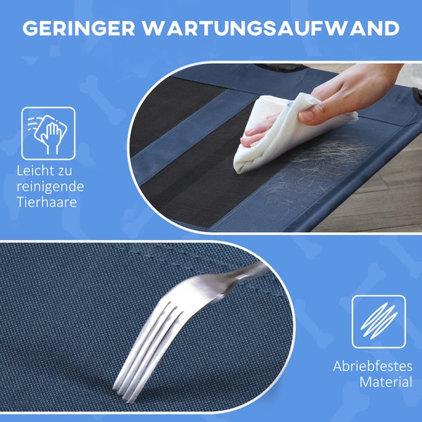 PawHut Hundebett, 122L x 92B x 23H cm, Metall, Oxford, Texteline-Stoff, Dunkelblau+Schwarz