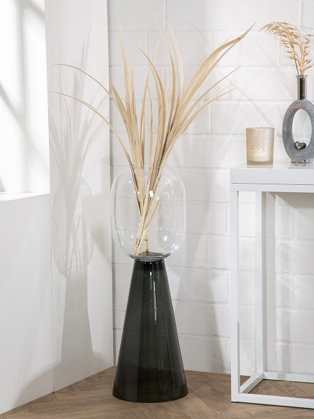 Bodenvase GILDE Bodenvasen Höhe 80cm klar, schwarz Glas