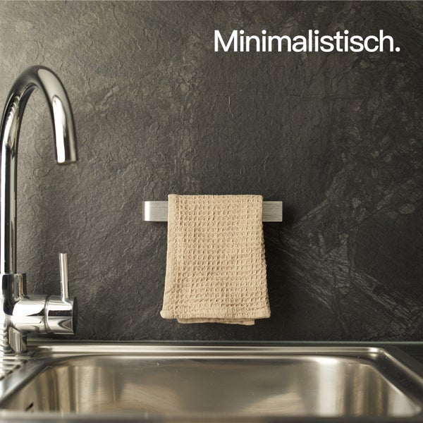 Designfabrik Hamburg Spültuchhalter ohne Bohren Silber Gebürstet 17cm