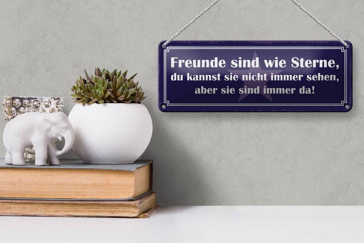Blechschild Spruch 27x10cm Freunde wie Sterne nicht sehen Dekoration
