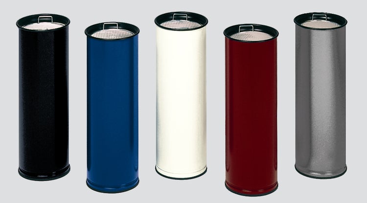PROREGAL Klassischer Runder Ascher Mit Sieb Optimal Für Alle Raucherzonen HxBxT 66 x 23 x 23 cm Verzinkter Stahl Blau