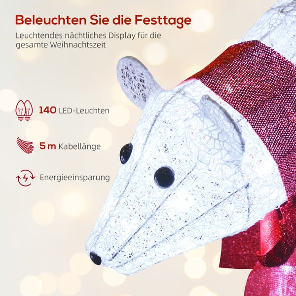 LED-Weihnachtsmaus mit 140 LED-Leuchten, 5 Meter Kabellänge und Energieeinsparung.