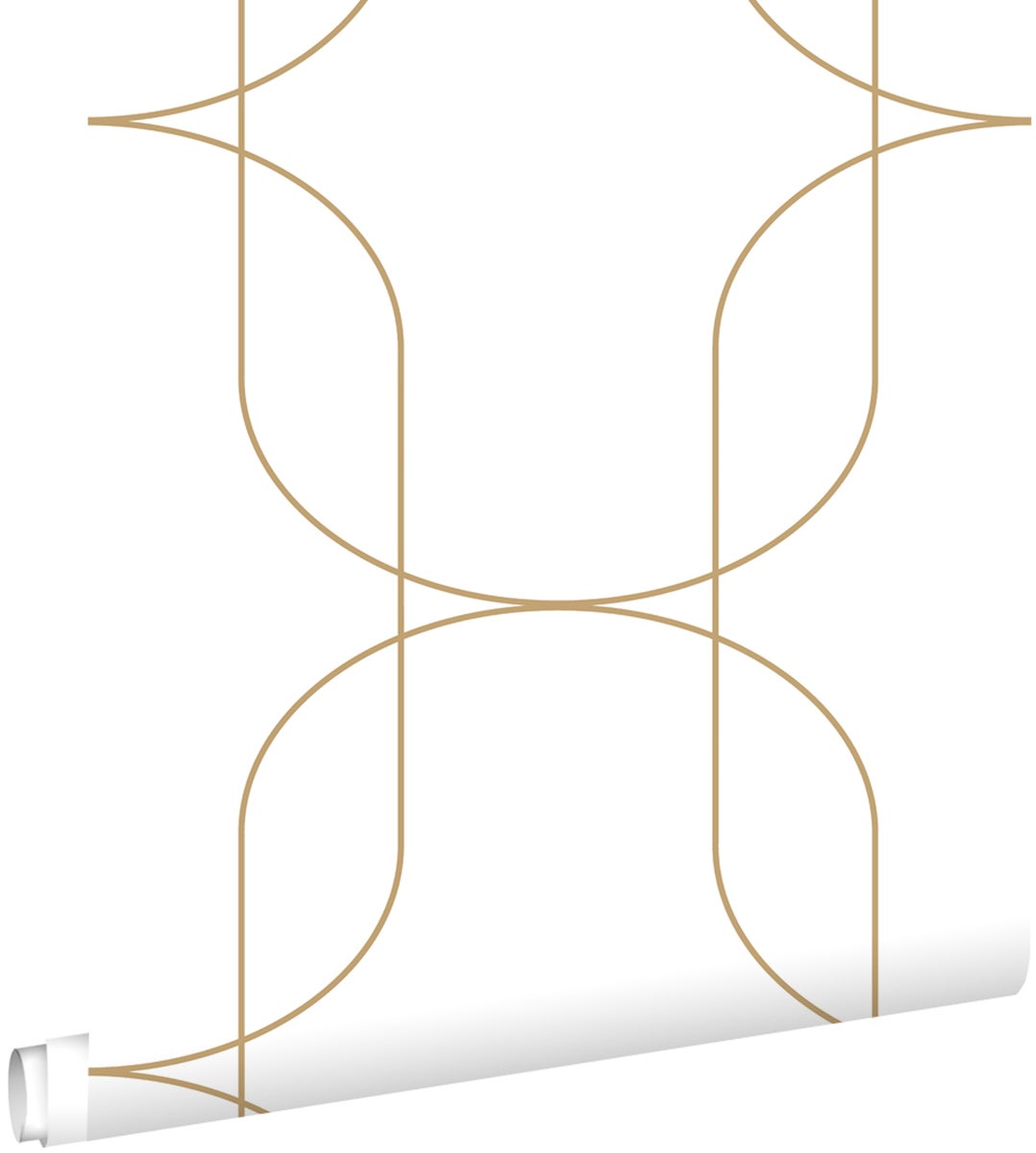 ESTAhome Tapete geometrische Formen Weiß und Gold - 50 x 900 cm - 139648