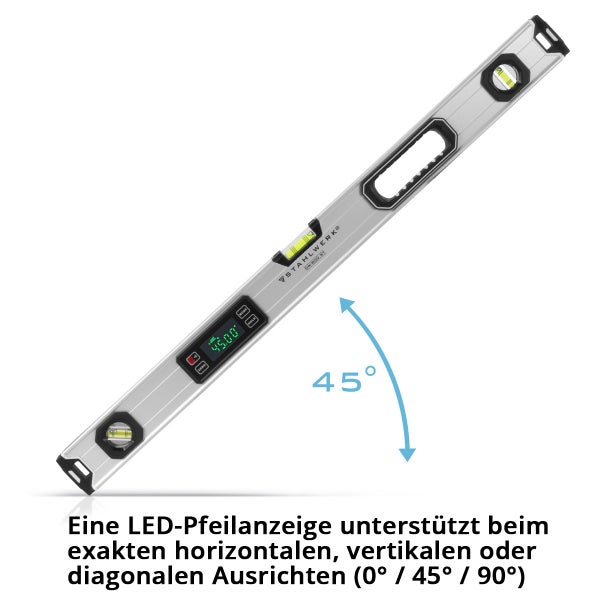 STAHLWERK Niveau à bulle numérique DW-800 ST en aluminium de 800 mm de long