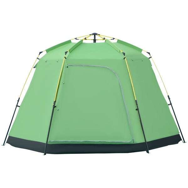 Outsunny Campingzelt, für 6 Personen,  320 x 320 x 180 cm, Stahl, Glasfaser, Grün