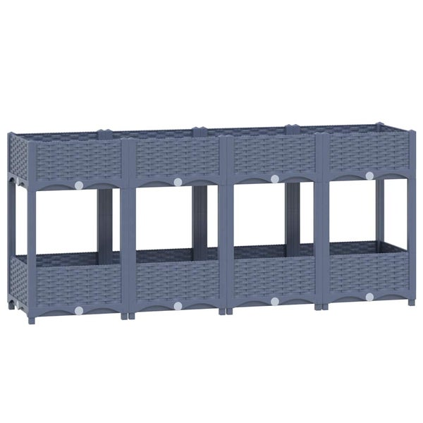 Blumenkastenregal mit zwei Ebenen im Flechtdesign