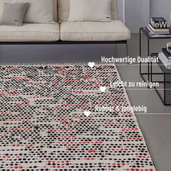 Wollteppich Creme Beige London Red WECONhome 80x150 cm