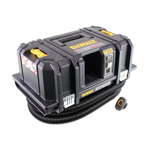 DeWalt 54 Volt Akku-Staubsauger der Staubklasse M im TSTAK-System mit flexiblem Schlauch und Fernbedienung.
