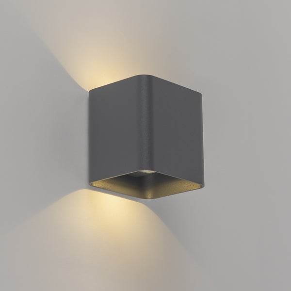 Moderne Wandleuchte dunkelgrau inkl. LED IP54 quadratisch - Evi