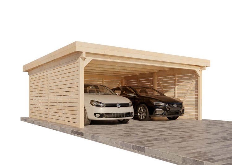 Alpholz Doppelcarport Olaf Exklusiv Carport aus Holz, Unterstand Überdachung mit Montagematerial, Naturbelassen