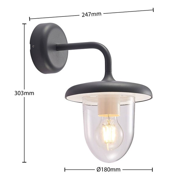 PRIOS Wandleuchte außen Larkumi (spritzwassergeschützt (Modern) in Alu aus Aluminium (1 flammig, E27) - Außenwandleuchten Wandlampe Led Außenlampe Outdoor für Außenwand/Hauswand Haus