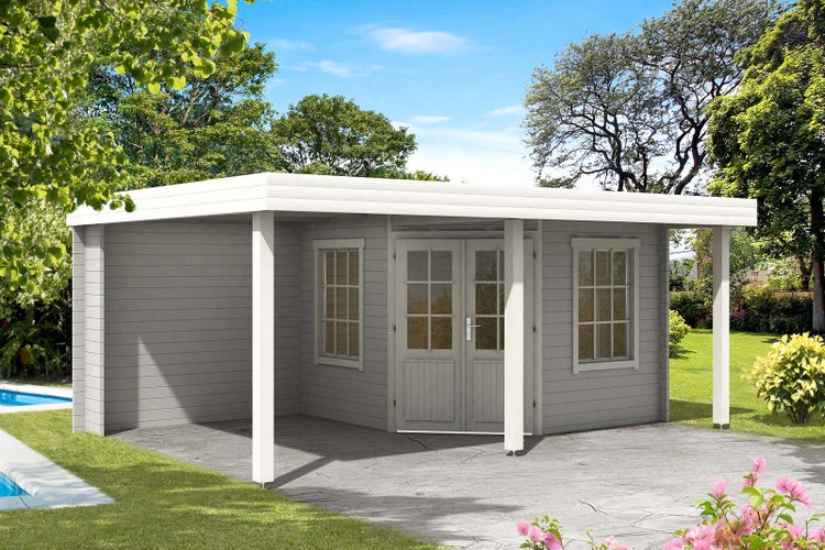 Alpholz Gartenhaus Modell Hanna-40 Plus aus Holz Gartenhütte, 40 mm Wandstärke, Gerätehaus - Mit Schutz-Imprägnierung (Pinie)