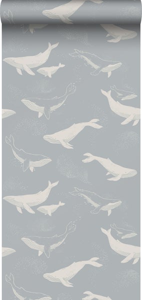 Borastapeter Tapete Walen Graublau - 53 cm x 10.05 m - 660626