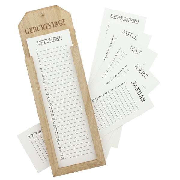 FRANK FLECHTWAREN | Memoboard Geburtstage, HOLZ, 12 x 38 cm