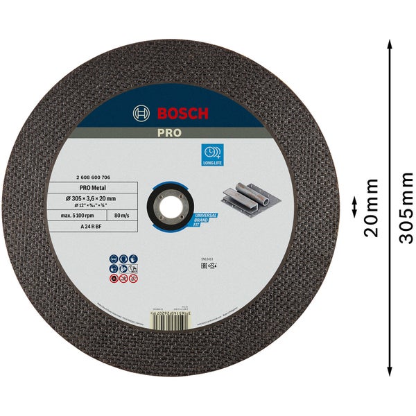 Bosch PRO Metal Trennscheibe 300 x 3,5 x 20 mm - 2608600706