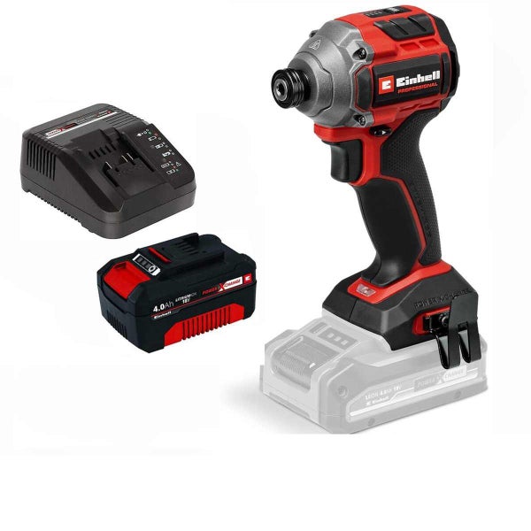 Einhell Akku-Schlagschrauber Set mit 18 Volt 4,0 Amperestunden Akku und Ladegerät aus der Power X-Change Serie.