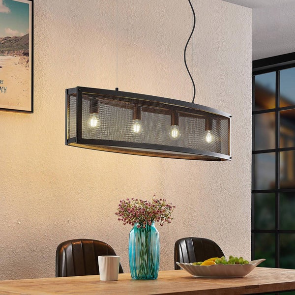 Lindby Pendelleuchte Mizgin (Landhaus, Vintage Rustikal) in Schwarz aus Metall (4 flammig E27) - Deckenlampe Esstischlampe Hängelampe Hängeleuchte Wohnzimmerleuchte