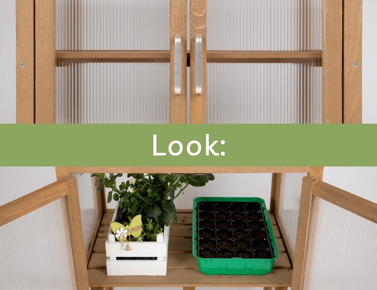 needs&wants® Mini Gewächshaus Treibhaus klein winterfest aus Holz für Balkon Garten Indoor, Frühbeet Hochbeet Pflanzschrank Anzuchthaus, Polycarbonat