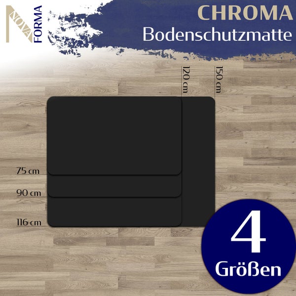 Bodenschutzmatte PE CHROMA - Schwarz - 116x120 cm - Hartboden - Bunte Schutzmatte als Unterlage für Bürostuhl