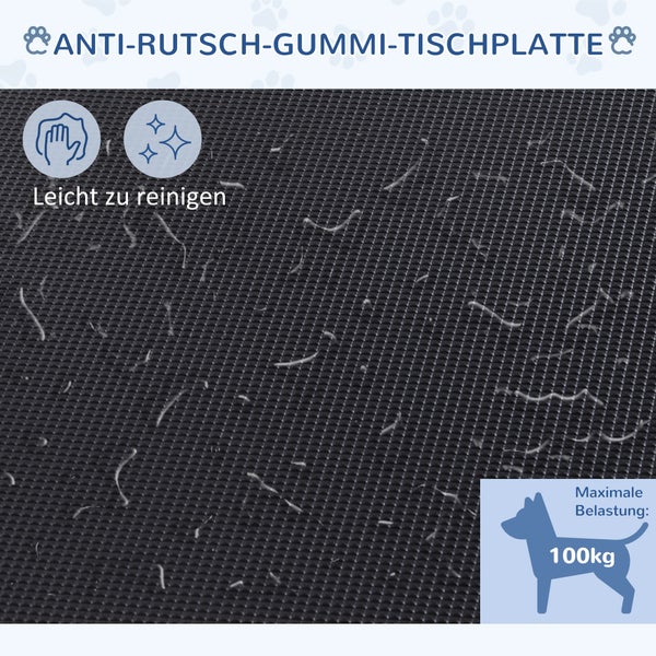 PawHut Trimmtisch Tierpflegetisch Schertisch Pflegetisch mit Unterkorb für Hunde höhenverstellbar klappbar Edelstahl Metall Schwarz 107 x 60 x 170 cm