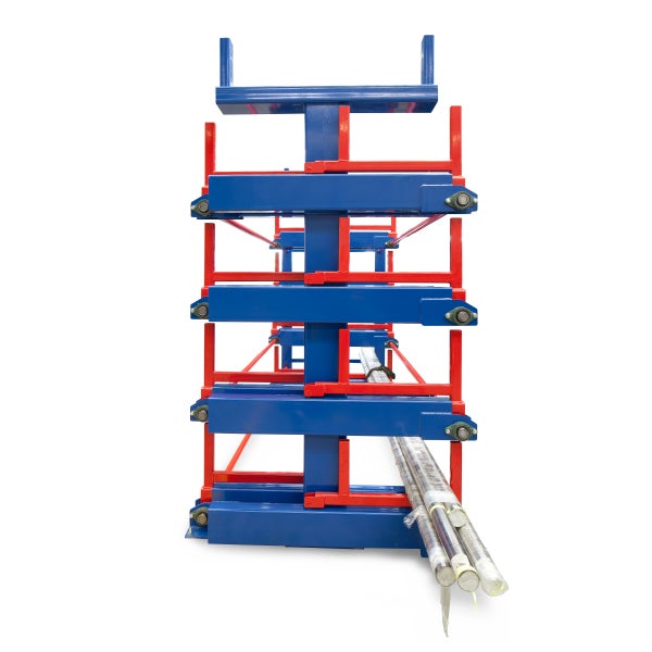 RR Industrietechnik Roll-Aus-Regal einseitg Typ RRA-D45 2x4 Lagerebenen plus Dachablage 2500kg Traglast pro Arm