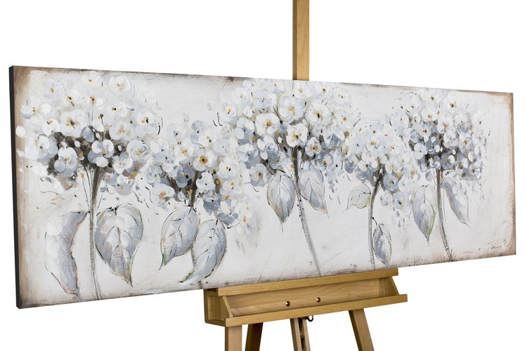Handgemaltes Gemälde Acrylfarbe 150x50cm Weiß