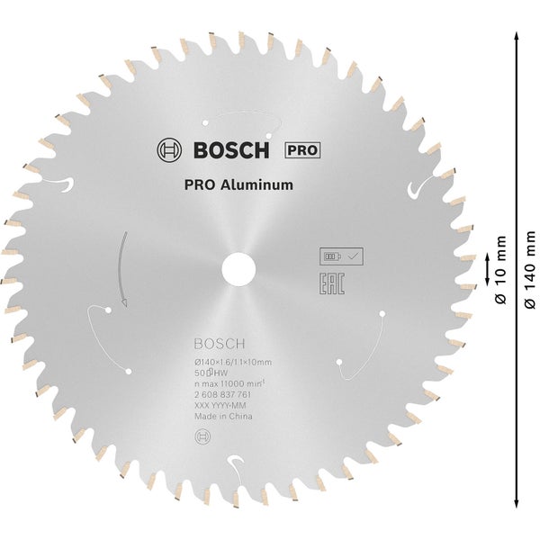 Bosch PRO Aluminium cordless Blatt für Kreissägen 140 x 1,6 x 10 mm - 2608837761