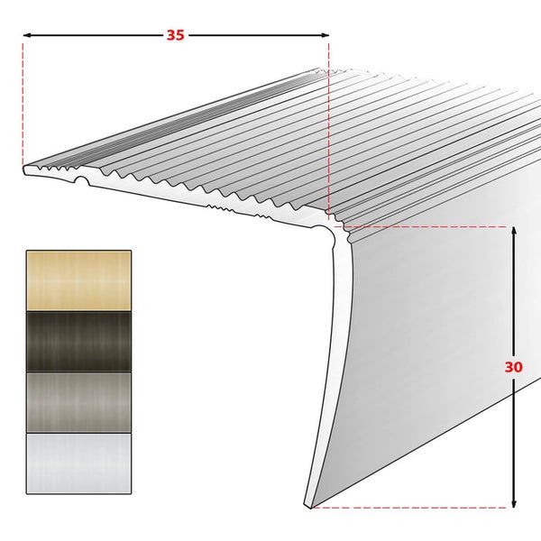 FLOORDIREKT Stufenkantenprofil Integral - Eckig und Selbstklebend - Champagner - 3 x 3,5 x 100 cm