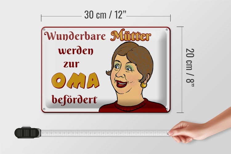 Blechschild Spruch 30x20cm wunderbare Mütter werden Oma