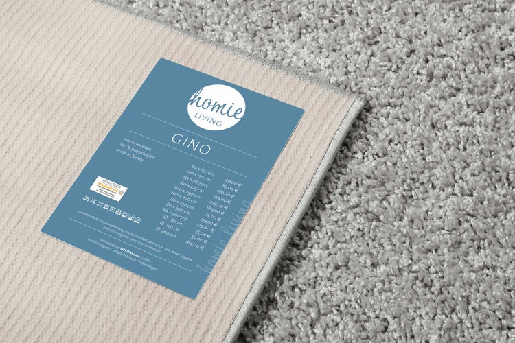 Teppich Hellgrau Hochflor Gino Homie Living 133x200 cm