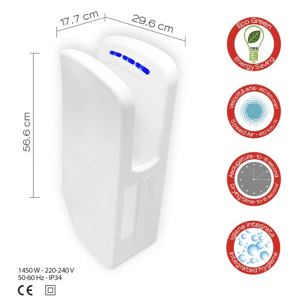 Elektrischer Händetrockner mit doppelter Uv-Lampe | Diablo