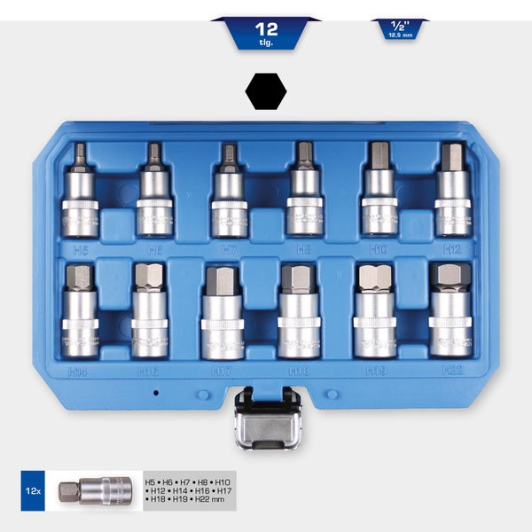 BRILLIANT TOOLS 1/2 Innensechskant Bit-Stecknuss-Satz 12tlg. 5 - 22 mm - BT022012