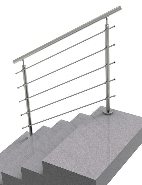 HandyStairs Edelstahl-Balustrade für Treppengeländer – Bodenmontage – Durchmesser 42,4 mm mit 5 Stangen – 150 cm