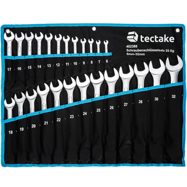 Maul-Ringschlüsselsatz tectake  25-teilig inklusive Rolltasche mit Ösen