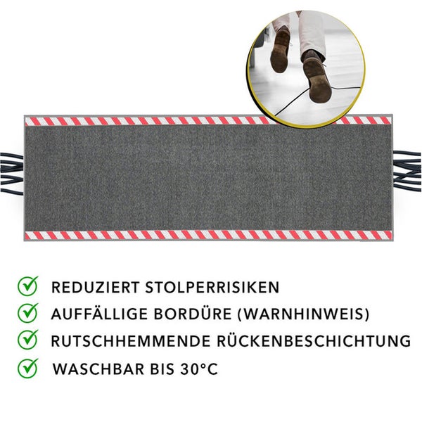 FLOORDIREKT Kabelmatte mit Warnumrandung - Rollenware - Sicherheitsmatte für Büro und Lager - Rot-Weiß - 40 x 700 cm