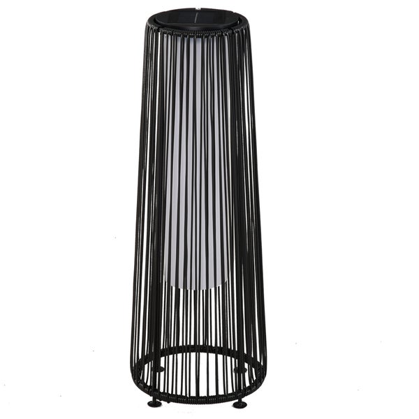 Outsunny Solarlampe, Rattan Solarleuchte mit Lichtsensor,  21,5 x 21,5 x 61 cm, Metall, Schwarz