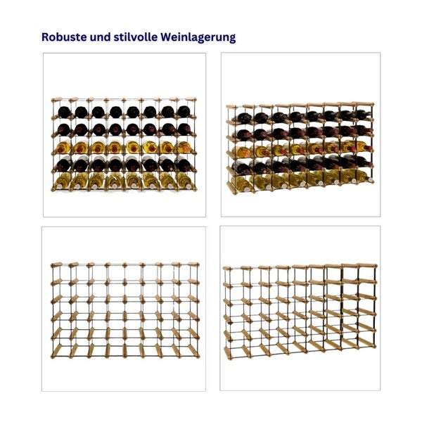 PROREGAL Modulares Weinregal Vinotega Mod Metal HxBxT 52,5 x 82,5 x 24,5 cm 8 x 5 Flaschen Massives Kiefernholz Braun Geölt