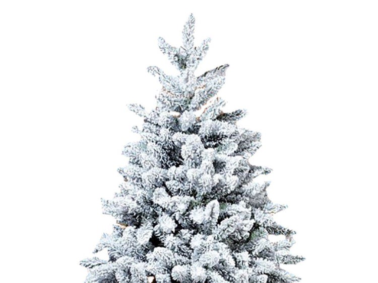 Künstlicher Weihnachtsbaum mit künstlicher Schneebeschichtung für eine weihnachtliche Dekoration.