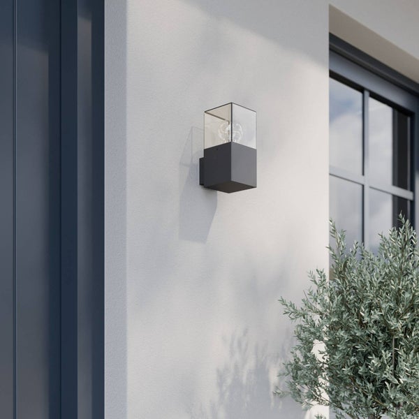 Lucande Wandleuchte außen Keke (spritzwassergeschützt (Modern) in Schwarz aus Aluminium (1 flammig, E27) - Außenwandleuchten Wandlampe Led Außenlampe Outdoor für Außenwand/Hauswand Haus