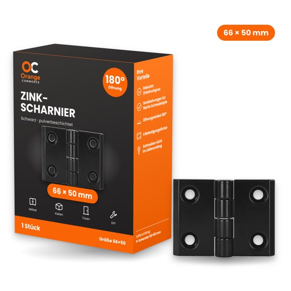 Zinkscharnier pulverbeschichtet 66 mal 50 Millimeter von Orange Commerce